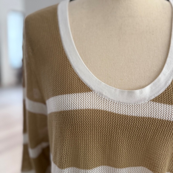 Tommy Bahama Knit Tan/White Striped Tunic Sweater Sz XL - Picture 2 of 6